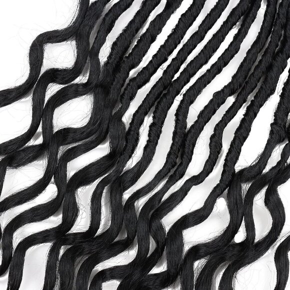 Faux Locs Crochet Hair Soft Locs Wavy Ends 18 Inch 8 Pack Natural Black main image 5